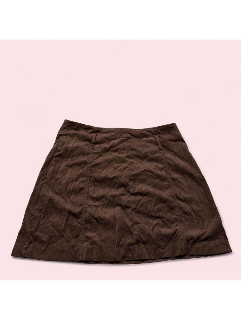 Academia Brown Velvet Type Mini Skirt with Zipper